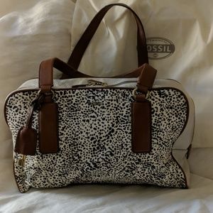 Fossil animal print haircalf satchel
